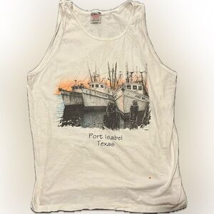 Vintage Port Isabel Texas Tank Top – Shrimp Boat Graphic, Made in USA